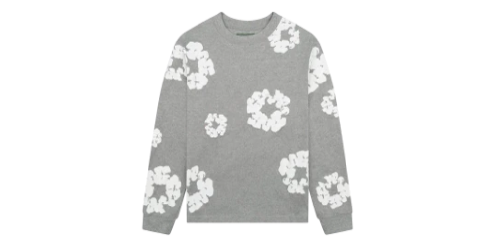 Denim Tears Long Sleeve Cotton Wreath Tee Grey