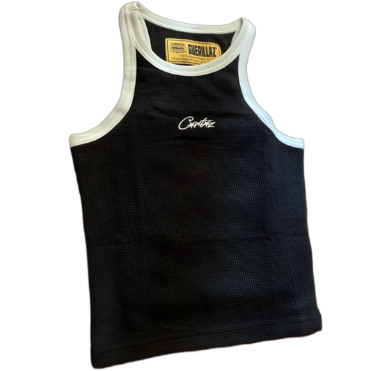 Corteiz Tank Top Tee Black White